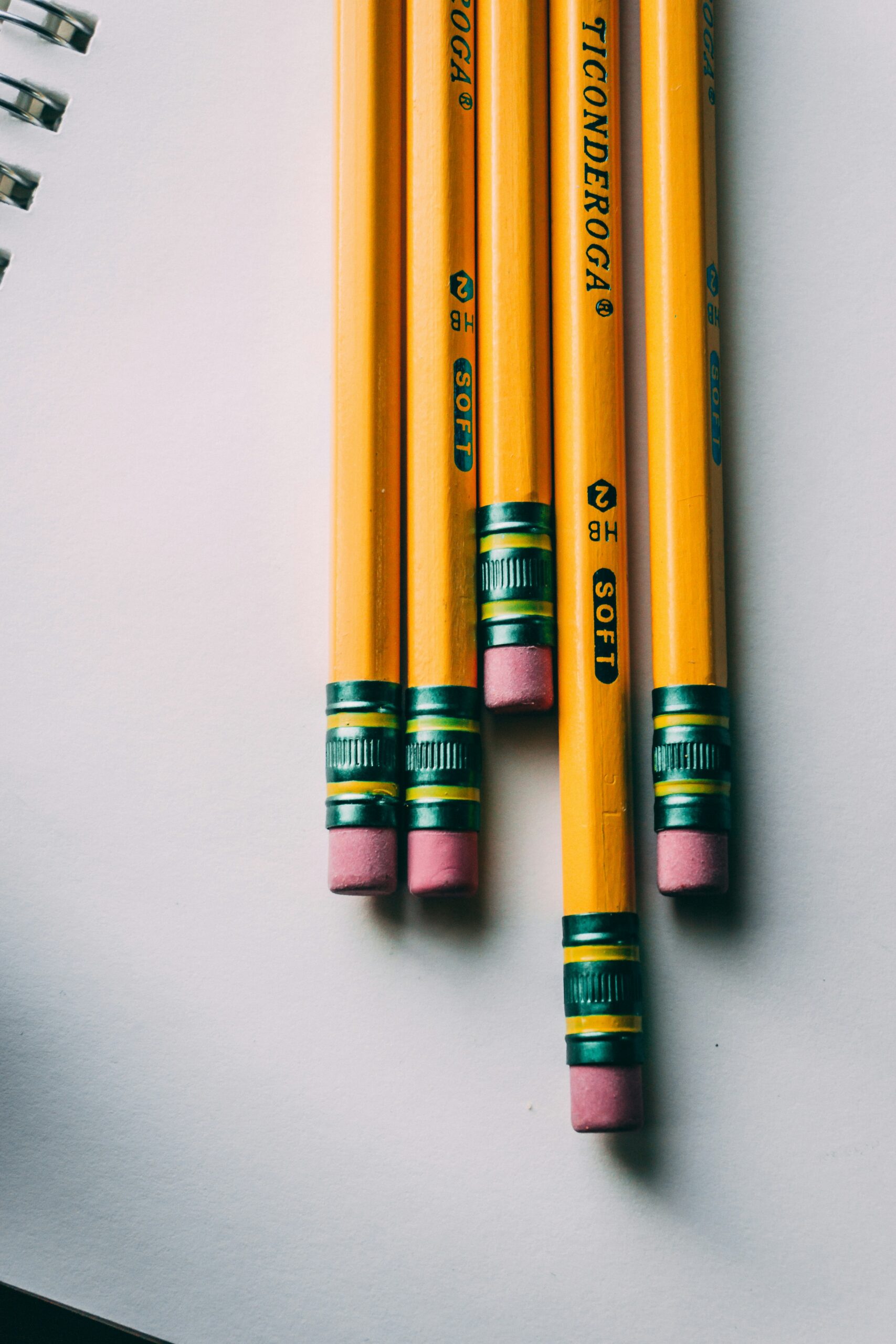 five brown pencils